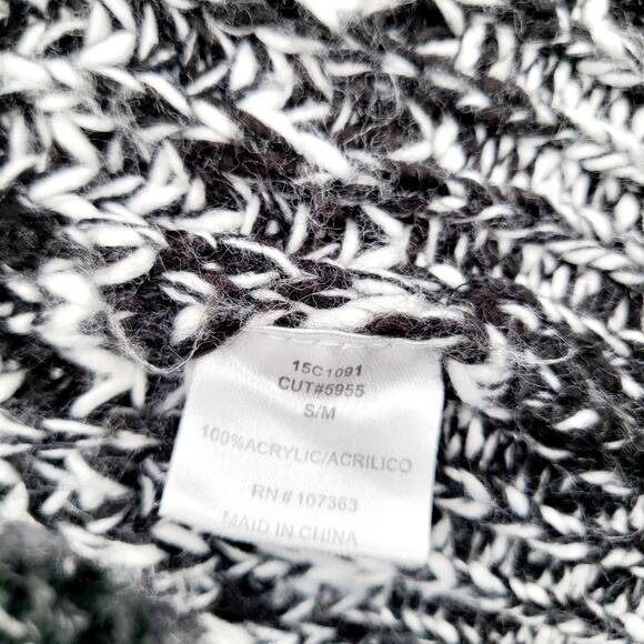 Solemio Black & White Oversized Chunky Cable Knit Long Cardigan Women’s Size S/M - Picture 7 of 8